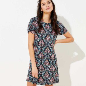 NWT! LOFT Floral Ruched Sleeve Swing Dress, XSP